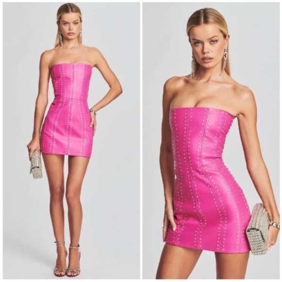 Retrofete Vesta Crystal Embellished Mini Dress Pink - Picture 1 of 7